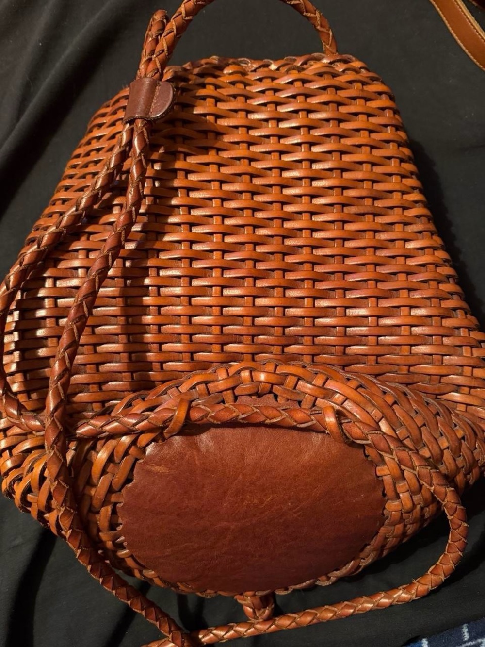 Vintage Italian Ellepi Woven Leather Bucket Bag, backpack adjustable purse - Picture 6 of 8